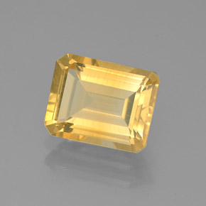 Citrine jaune naturelle taille émeraude, 2,05 ct, VS