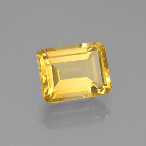 Citrine jaune naturelle taille émeraude, 2,06 ct, VS