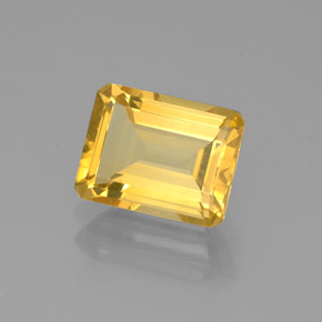 Citrine jaune naturelle taille émeraude, 2,06 ct, VS