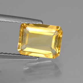 Citrine jaune naturelle taille émeraude, 1,75 ct, VS