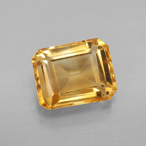Citrine jaune naturelle taille émeraude, 2,40 ct, VS