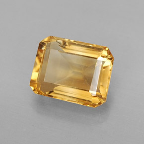 Citrine jaune naturelle taille émeraude, 2,40 ct, VS