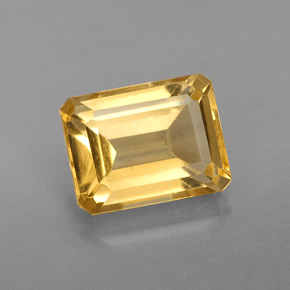 Citrine jaune naturelle taille émeraude, 2,32 ct, VS
