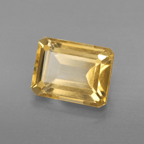 Citrine jaune naturelle taille émeraude, 2,32 ct, VS