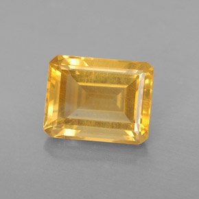 Citrine jaune naturelle taille émeraude, 2,20 ct, VS