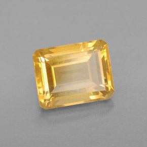 Citrine jaune naturelle taille émeraude, 2,20 ct, VS