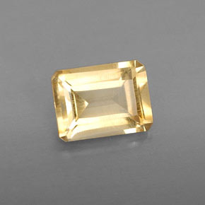 Citrine jaune naturelle taille émeraude, 1,41 ct, VS