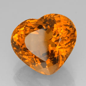 Citrine orange naturelle forme de coeur, 15,33 ct, VVS