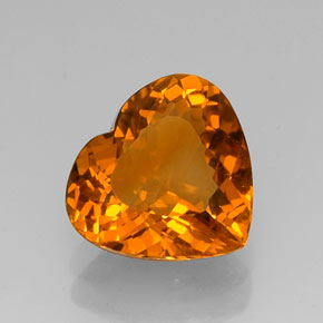 Citrine jaune naturelle forme de coeur, 7,43 ct, VVS