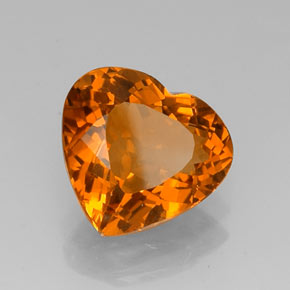 Citrine jaune naturelle forme de coeur, 7,43 ct, VVS
