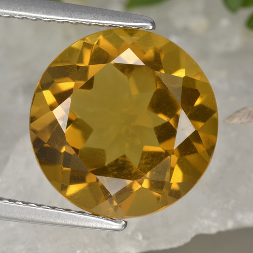 Citrine doré naturelle coupe roude, 5,87 ct, VVS-VS