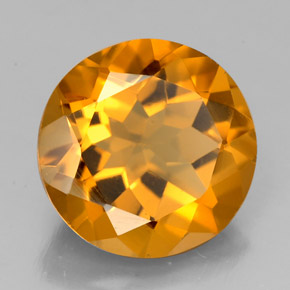 Citrine orange naturelle coupe roude, 4,05 ct, VVS-VS