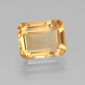 Citrine jaune naturelle taille émeraude, 2,18 ct, VS