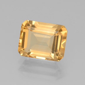 Citrine jaune naturelle taille émeraude, 2,18 ct, VS