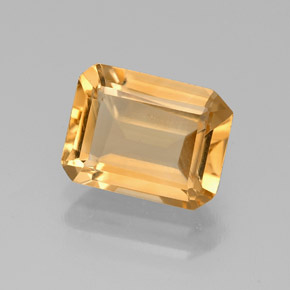 Citrine jaune naturelle taille émeraude, 1,84 ct, VS