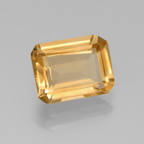 Citrine jaune naturelle taille émeraude, 1,84 ct, VS