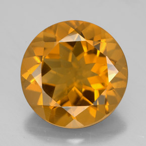 Citrine jaune naturelle coupe roude, 7,69 ct, VS