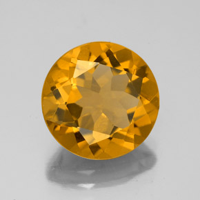 Citrine jaune naturelle coupe roude, 3,87 ct, VS