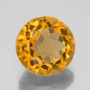 Citrine jaune naturelle coupe roude, 6,24 ct, VVS