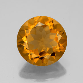 Citrine jaune naturelle coupe roude, 4,12 ct, VVS