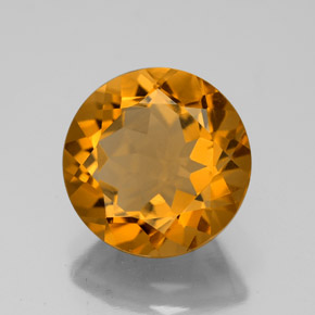 Citrine jaune naturelle coupe roude, 4,12 ct, VVS