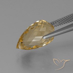 Citrine Doré léger naturelle Briolette, 8.18 ct, VVS