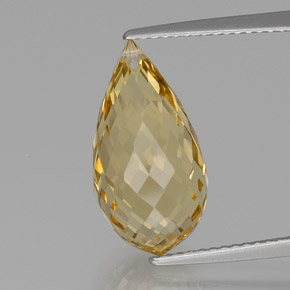 Citrine doré clair naturelle briolette, 7,24 ct, VVS