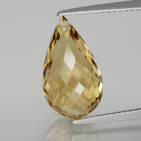 Citrine doré naturelle briolette, 6,52 ct, VVS