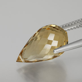 Citrine doré naturelle briolette, 6,52 ct, VVS