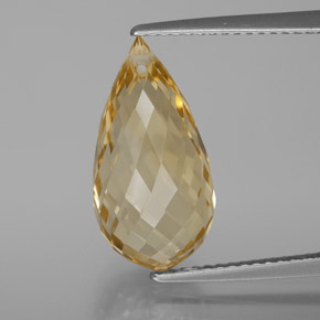 Citrine doré naturelle briolette, 7,09 ct, VVS