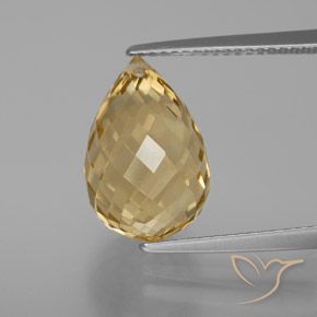 7.39ct Naturel Orange Doré Citrine, Briolette, VVS-VS