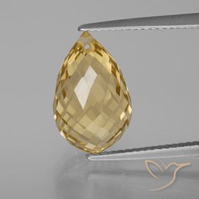 7.28ct Naturel Doré léger Citrine, Briolette, VVS-VS