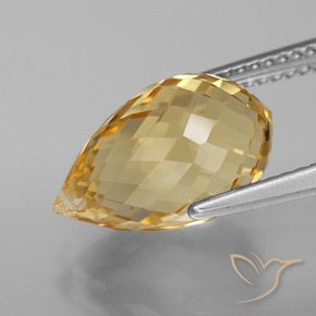 Citrine Orange Doré naturelle Briolette, 5.70 ct, VVS