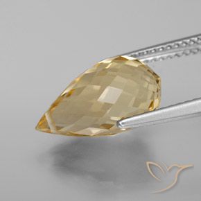 Citrine Orange doré naturelle Briolette, 4.93 ct, VS