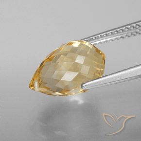 Citrine Orange doré naturelle Briolette, 4.30 ct, VVS-VS
