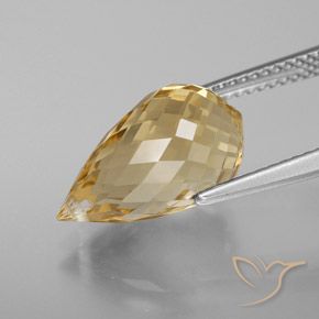 Citrine Orange doré naturelle Briolette, 6.13 ct, VVS