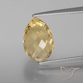 Citrine Orange doré naturelle Briolette, 4.98 ct, VVS