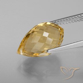 Citrine Orange doré naturelle Briolette, 6.09 ct, VVS
