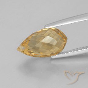 Citrine Orange doré naturelle Briolette, 4.28 ct, VVS