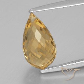 Citrine Orange doré naturelle Briolette, 4.41 ct, VVS