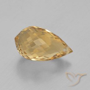 Citrine Orange doré naturelle Briolette, 4.41 ct, VVS