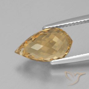 Citrine Orange doré naturelle Briolette, 4.41 ct, VVS