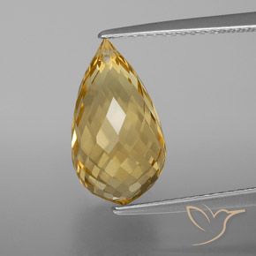 Citrine Doré léger naturelle Briolette, 5.83 ct, VVS