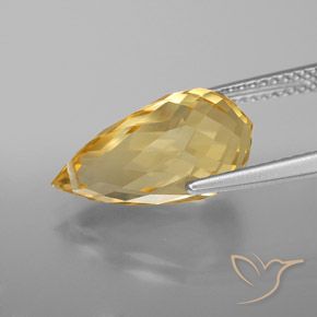 Citrine Orange Doré naturelle Briolette, 5.86 ct, VVS