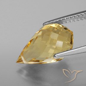 Citrine Orange doré naturelle Briolette, 4.64 ct, VVS