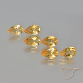 4.92ctw Naturel Orange-or moyen-léger Citrine, En forme de poire, VS