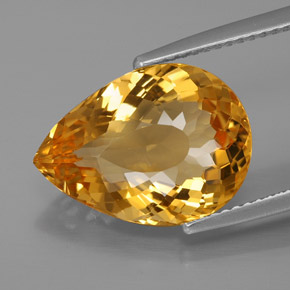 Citrine jaune naturelle en forme de poire, 6,57 ct, IF