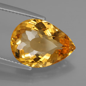 Citrine jaune naturelle en forme de poire, 6,57 ct, IF