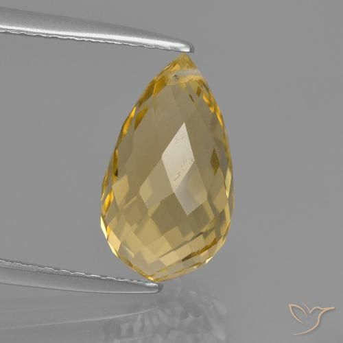 3.74ct Naturel Doré léger Citrine, Briolette, VVS-VS