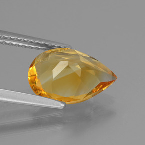 Citrine jaune naturelle en forme de poire, 2,02 ct, VS